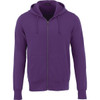 A purple fleece zip hoodie for men with a front zipper and pockets, featuring a hood.