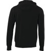 A black fleece zip hoodie for men, featuring a hood and ribbed cuffs. It has a simple design with a logo.