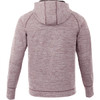 A maroon knit zip hoodie for men, featuring a hood and raglan sleeves, with a subtle heathered texture and a logo.