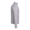 A light grey quarter zip jacket with long sleeves, featuring a branded logo.