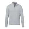 A light grey quarter zip jacket for men with long sleeves, featuring a logo on the side.