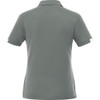 A women's short sleeve polo shirt in a soft green colour, featuring a discreet logo on the back.