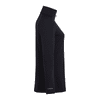 A black women's quarter zip jacket with a high collar, featuring long sleeves and a simple design.