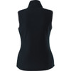 A sleeveless women's vest in black, featuring a high collar and a fitted design. It has a branding logo.