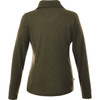 A green knitted jumper with a half zip and a high collar, featuring long sleeves and a subtle, textured pattern.