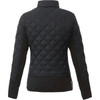 A women's Rougemont Hybrid Insulated Jacket in black, featuring a quilted design and a logo on the back.