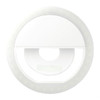 A white circular LED light designed for laptop use, featuring a central cut-out and a border of small lights.