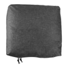 A dark grey packing cube with a textured fabric surface and drawstring closure. It features a logo on the side.