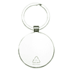 A circular keyring made from recycled zinc alloy with a shiny metal finish and a simple design.
