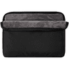 A black 15.6" laptop sleeve with a soft grey interior lining and a zip closure, featuring a logo.