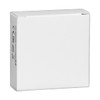 A white box containing a magnetic wireless charger, featuring a logo on the side.