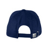 A navy blue cotton twill cap featuring a rear adjustable strap and a logo on the side.