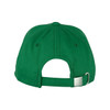 A green organic cotton twill cap featuring a strap at the back and a logo on the side.