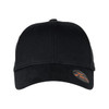 A black organic cotton twill cap with a circular logo on the side.
