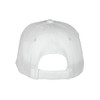 A white Falcon Flex Cap featuring an adjustable strap and a button on the top, with a logo at the back.