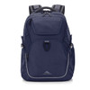 A navy blue High Sierra Access 4.0 Backpack with various pockets and a logo. Suitable for carrying multiple items.