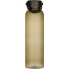 A drink bottle made of recycled plastic, featuring a smoky grey colour and a secure lid.