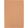 A brown A5 planner with a simple, smooth cover and rounded edges, featuring a logo on the front.