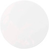 A round, glossy white makeup mirror with a smooth surface and a sleek design. It features a logo on the back.