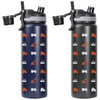 A drink bottle set featuring two 800ml double wall bottles, one navy blue and one dark grey, with construction-themed designs and a lid.
