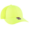 A bright yellow Flex Fit 6 Panel Low Profile Trucker Cap with a mesh back and a logo on the front.