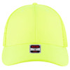 A bright yellow Flex Fit 6 Panel Low Profile Trucker Cap with a logo on the front.