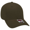 A dark olive green 6 panel low profile baseball cap with a logo patch on the front.