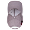 A grey 6 panel low profile baseball cap with a curved brim and an internal sweatband, featuring a logo.