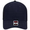 A navy blue low profile baseball cap with a flexible fit, featuring a logo tag on the front.
