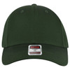 A green low profile baseball cap with a rounded crown and a front panel featuring a logo.