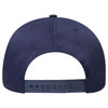 A navy blue 6 panel mid-profile baseball cap featuring an adjustable strap and a logo on the back.