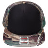 A high crown trucker cap featuring a camouflage pattern with a black foam front and a branded label.