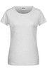 A ladies' basic T-shirt in light grey with a round neckline and short sleeves, featuring a logo.