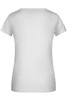 A light grey ladies T-shirt with a round neckline and short sleeves, featuring a branding logo.