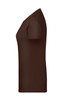 A brown ladies T-shirt displayed from the side, featuring a fitted silhouette and short sleeves.