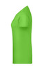 A bright green women's fitted T-shirt with short sleeves, featuring a logo on the side.