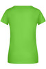 A green ladies T-shirt featuring a simple design with short sleeves and a crew neckline, with a logo on the back.