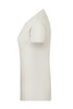 A light cream ladies' T-shirt with a fitted design and short sleeves, featuring a logo.