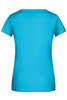 A turquoise Ladies Basic-T shirt with a classic crew neck and short sleeves, featuring a logo on the back.