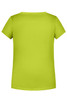A bright lime green T-shirt with a simple, classic design and short sleeves. It includes a branding logo.