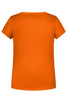 An orange girls' basic T-shirt with a classic short-sleeve design and a plain back. It features a logo.