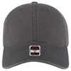 A grey 6-panel low profile dad cap featuring a branded logo tag on the front.