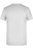 A plain white T-shirt with a round neck and short sleeves, featuring a logo on the back.