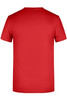 A red basic t-shirt with a plain back and a small logo at the neck area. Suitable for casual wear.