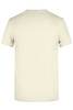 A plain short-sleeve t-shirt in a neutral beige colour, featuring a logo on the back.