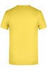 A yellow men's basic T-shirt with a plain back and a logo at the neck.