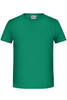 A green t-shirt with a round neckline and short sleeves. The shirt features a logo label.