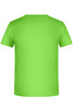 A bright green short-sleeved t-shirt featuring a plain back design with a logo.