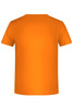 An orange short-sleeve T-shirt with a plain back, featuring a logo.