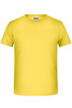 A yellow short-sleeved T-shirt featuring a logo on the chest. Suitable for casual wear.